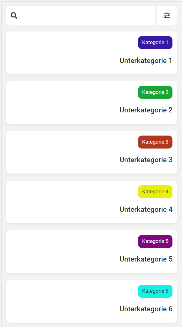 Abteilungen: Kategoriefarben