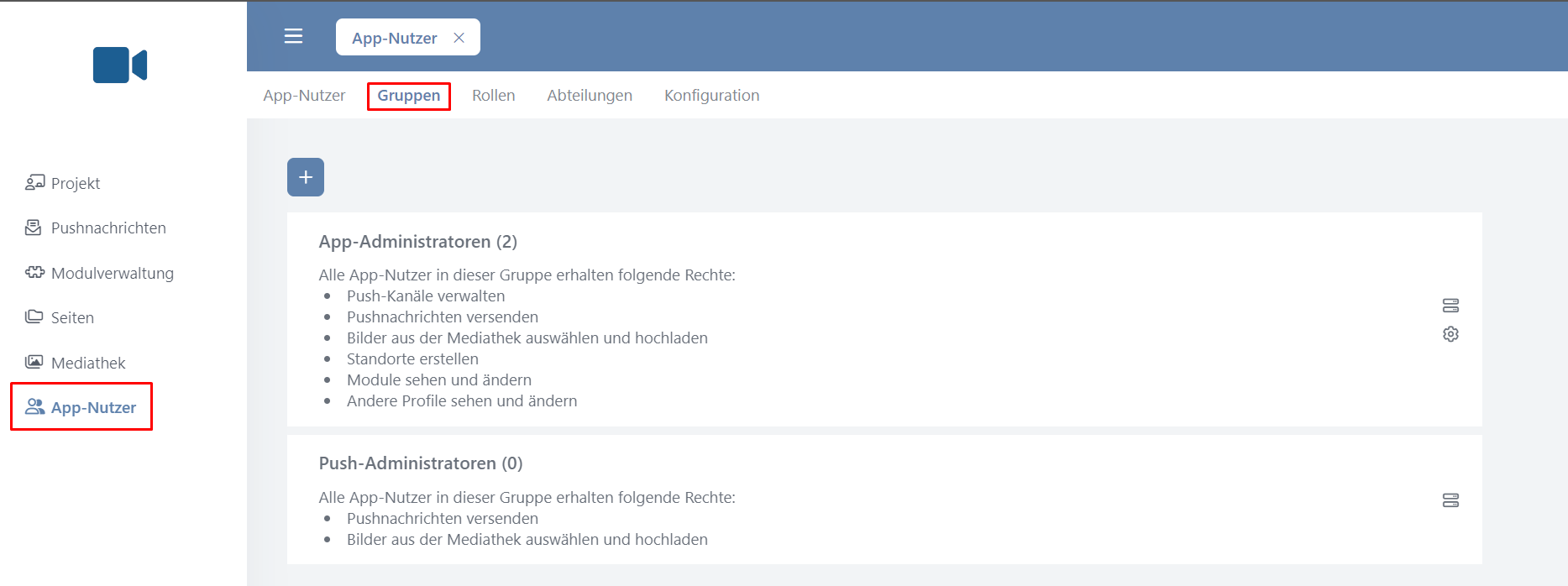 Gruppenverwaltung in CMS