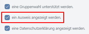 Einstellungsoption: Ausweis anzeigen lassen