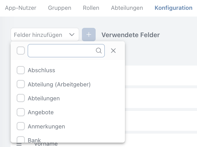 Hinzufügen von Feldern