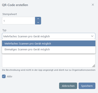QR-Code - Optionen