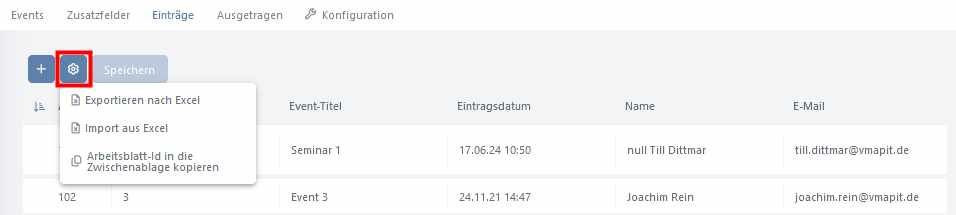 Exportieren Funktion