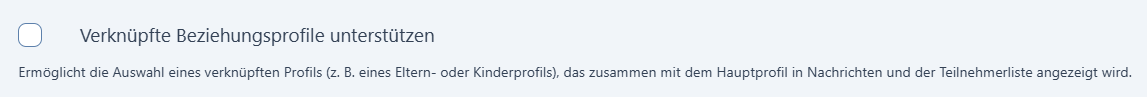 Einstellungsoption "Verknüpfte Beziehungsprofile unterstützen"