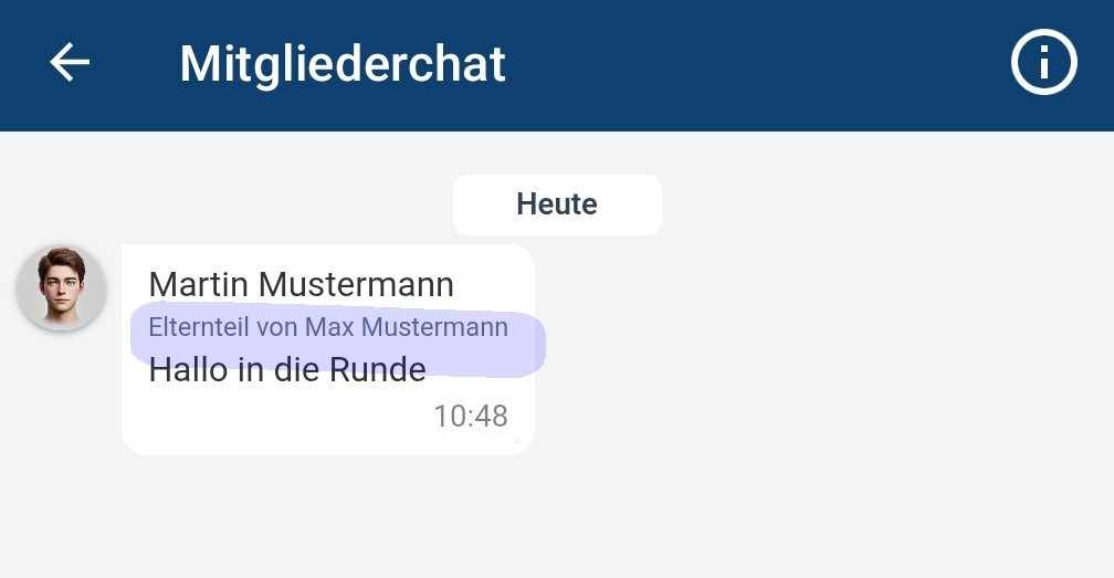 Anzeige des verknüpften Beziehungsprofils bei Chatnachricht