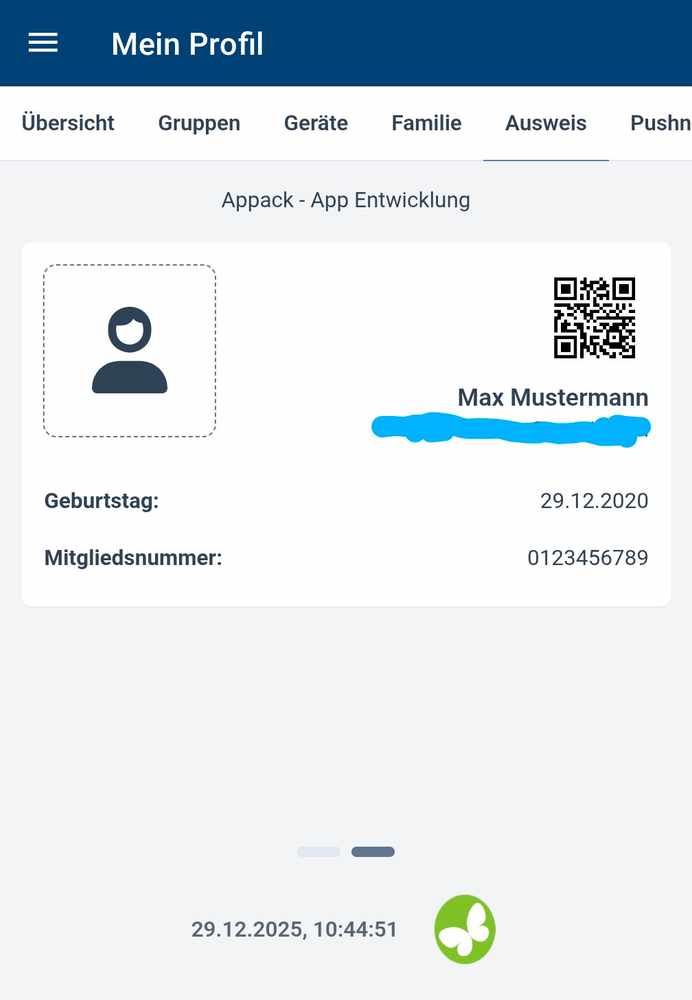 Profil – Tab Ausweis mit Beziehungsprofilen