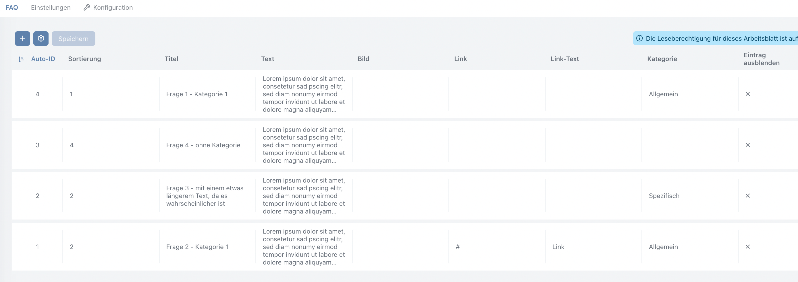 FAQ: Arbeitsblatt "FAQ"