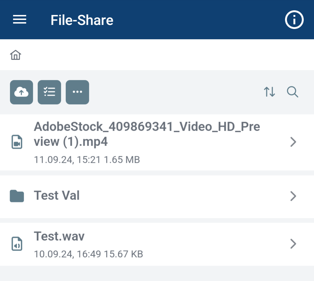 FIle-Share - App-Ansicht