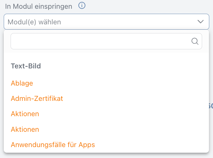 Auswahl des Moduleinsprungs