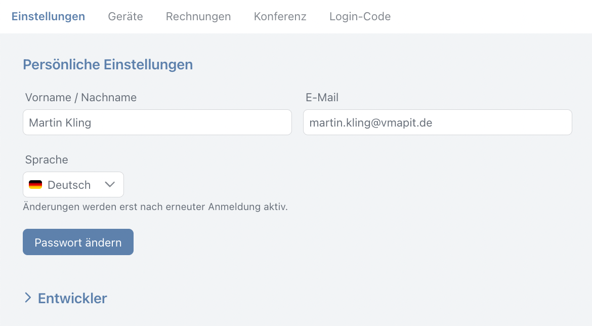 Persönliche Einstellungen