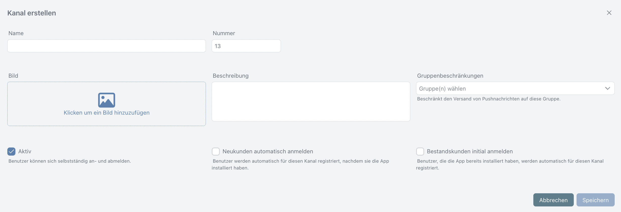 Push-Kanal einrichten