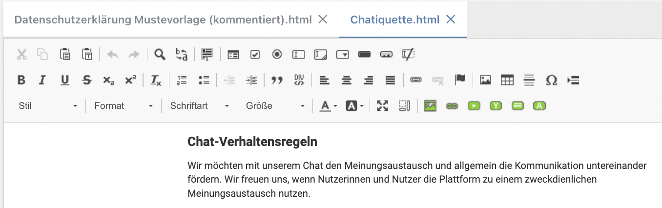 Bearbeitung im Arbeitsbereich
