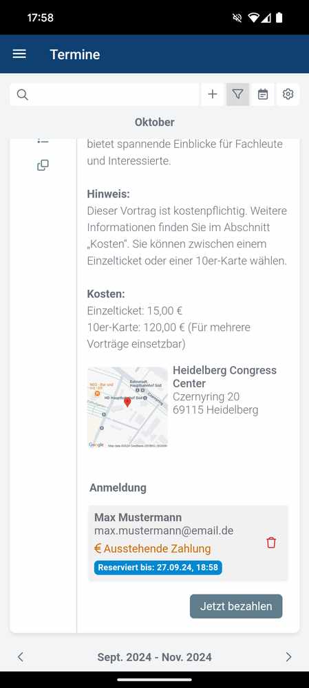 Reservierung