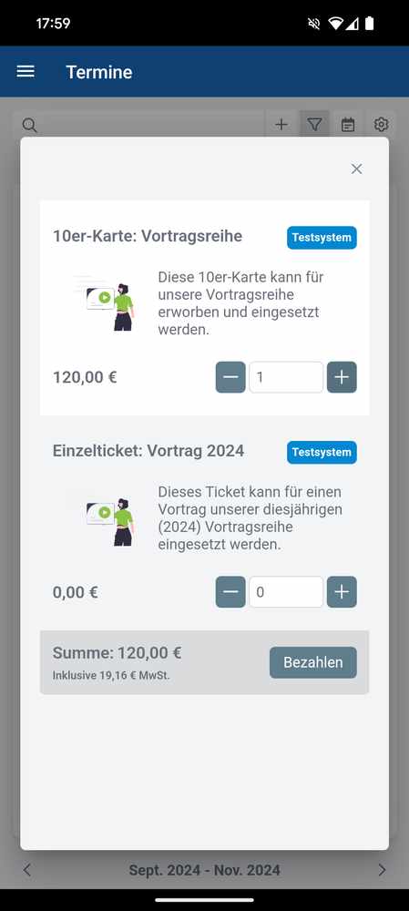 Ticketauswahl