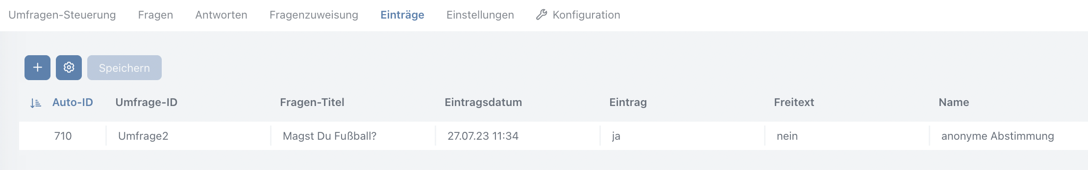 Umfrage: Einträge