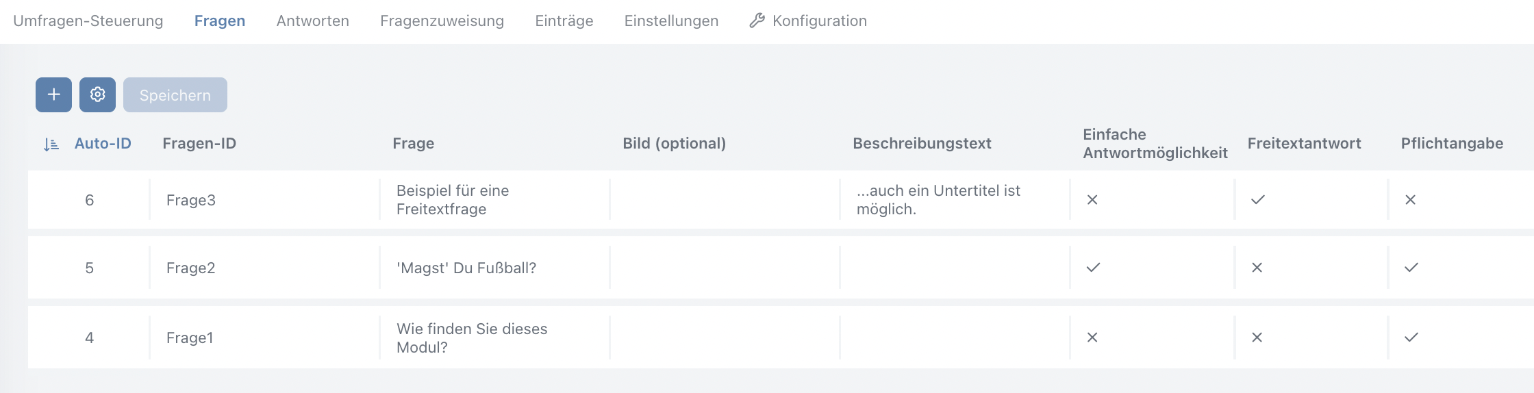Umfrage: Fragen