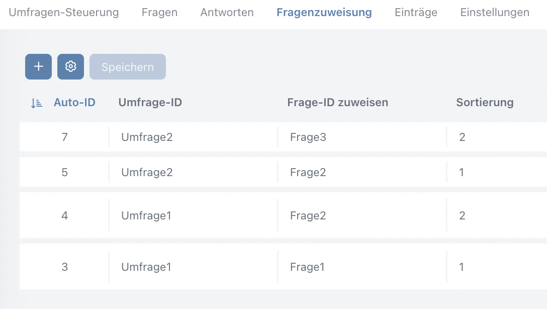 Umfrage: Fragenzuweisung