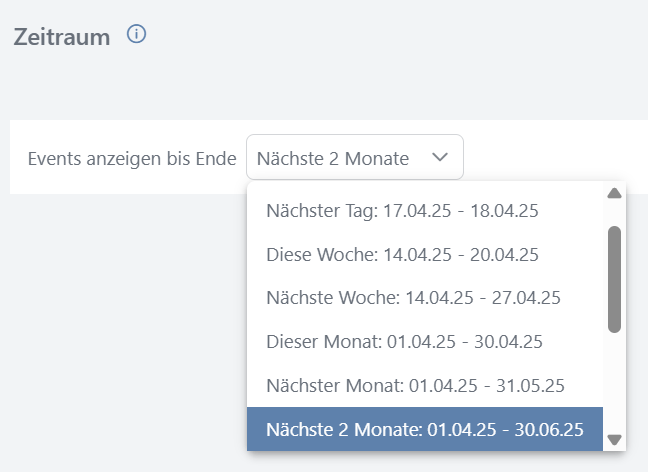 Auswahl des Anzeigezeitraums